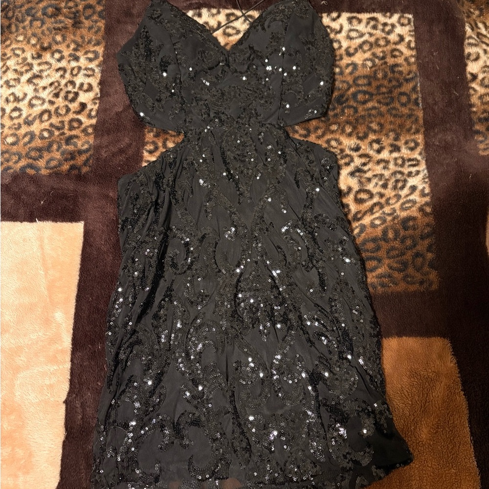 Windsor Black Sequin Backless Dress